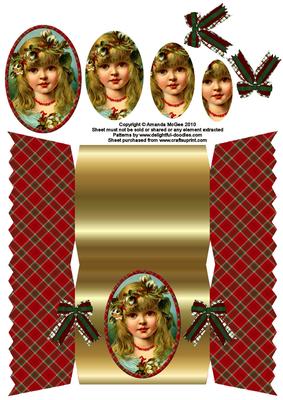 Christmas Girl Cracker Card Sheet
