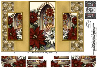 Poinsettia and Church Window Double Fold Back