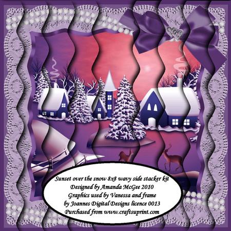 Sunset Over the Snow with Lace Frame 8x8 Wavy Side Stacker