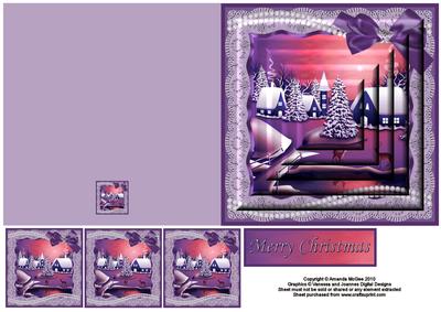 Sunset Over the Snow with Lace Frame Easy Pyramid Quick Card