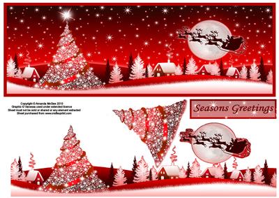 Christmas in Red Large Dl Card Front with Decoupage