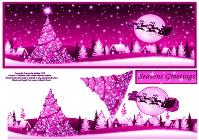Pink Christmas Large Dl Card Front with Decoupage