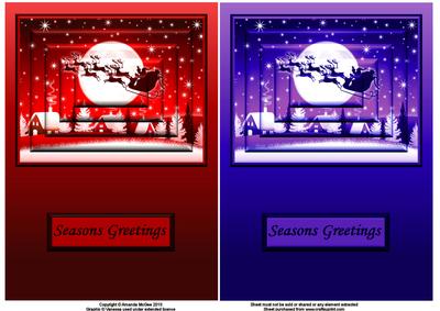 Santa Flying Over the Houses Easy Pyramid Card Fronts 1