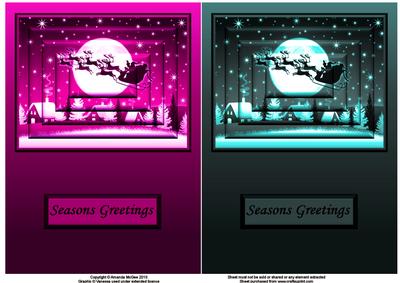 Santa Flying Over the Houses Easy Pyramid Card Fronts 2