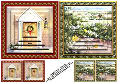 Christmas Door and Country Hedgerow Easy Pyramid Toppers