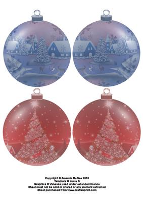 Christmas Scenes Bauble Toppers or Tree Decorations