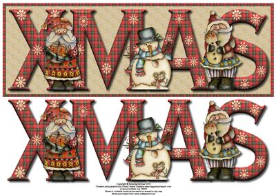 Painted Santas and Snowman Xmas Large Dl Card Front with Dec
