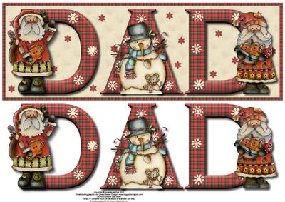 Painted Santas and Snowman Dad Large Dl Card Front with Dec