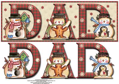 Tubby Painted Snowmen Dad Large Dl Card Front with Dec