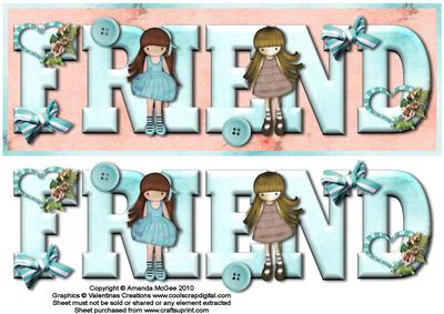 Cutie Pies Friend Large Dl Card Front with Decoupage