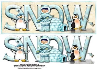 Winter Fun Snow Large Dl Card Front with Decoupage