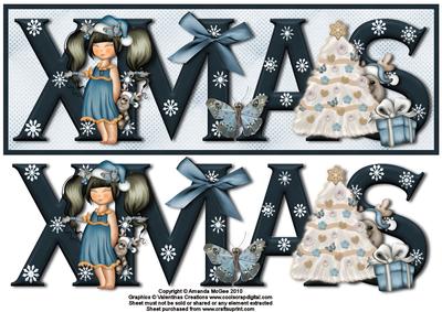 Make a Wish Xmas Large Dl Card Front with Decoupage