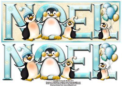 Winter Fun Noel Large Dl Card Front with Decoupage