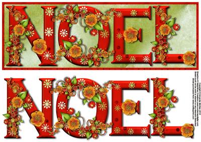 Christmas Flowers Noel Large Dl Card Front with Decouapge