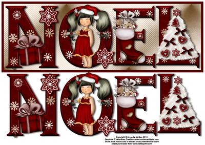 Make a Wish Noel Large Dl Card Front with Decoupage