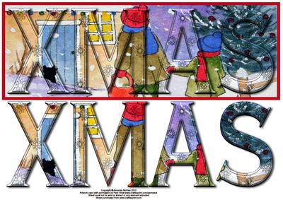 Walking Home Xmas Large Dl Card Front with Decoupage