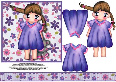 Bella and Her Teddy Card Front with Decoupage
