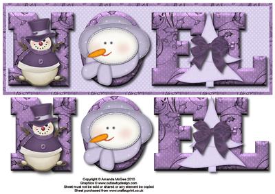 Lilac Frost Noel Large Dl Card Front with Decoupage