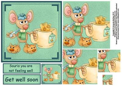 Souris You Are Not Feeling Well 6x6 Card Front with Pyramid