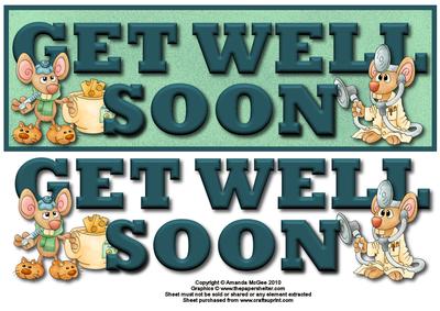 Poorly Little Mouse Get Well Soon Large Dl Card Front