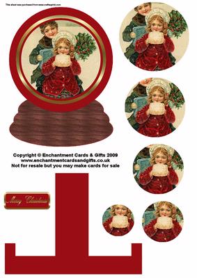 Vintage Boy and Girl Snow Globe Plate Sheet