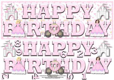 Pretty Princess Happy Birthday Large Dl Card Front