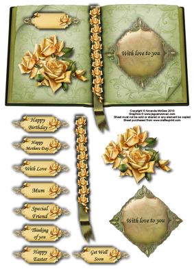 Yellow Roses Book Topper with Decoupage