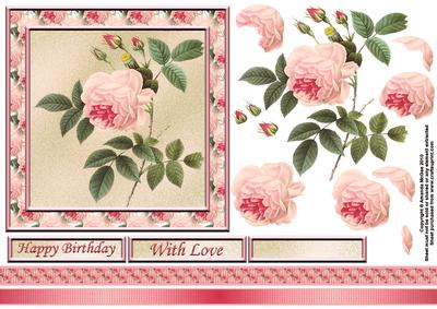 Tea Rose 6x6 Card Front with Decoupage