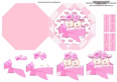 Twin Girls Quick Card with Decoupage
