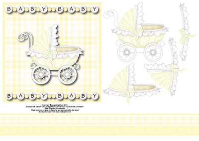 Lovely Lemon Baby Pram 6x6 Square Card Front
