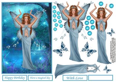 Moonlight Fairy Card Front with Decoupage