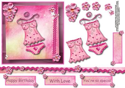 Pretty in Pink 6x6 Square Card Front with Decoupage