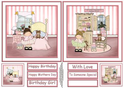 Girls in Their Rooms 6x6 Toppers