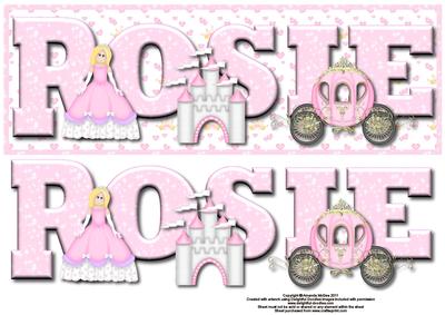 Pretty Princess Rosie Large Dl Name Card with Decoupage