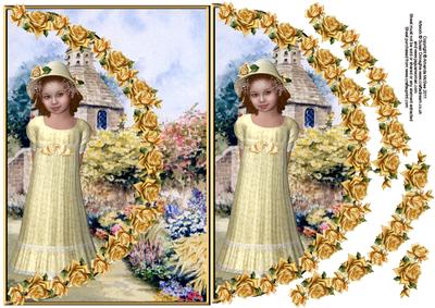 Girl at Dovecote Envelope Card with Decoupage