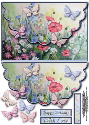 Butterflies and Meadowflowers Envelope Card with Decoupage