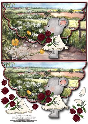 A Bouquet of Roses Envelope Card with Decoupage