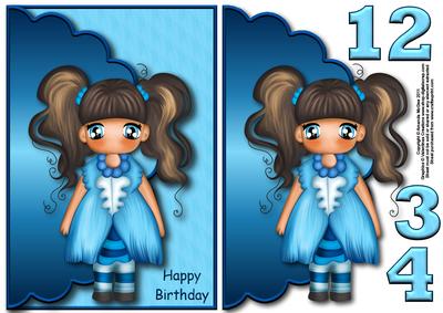 Birthday Girl Envelope Card with Decoupage Numbers 1 to 4