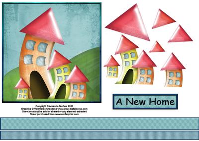 A New Home 6x6 Card Front with Decoupage
