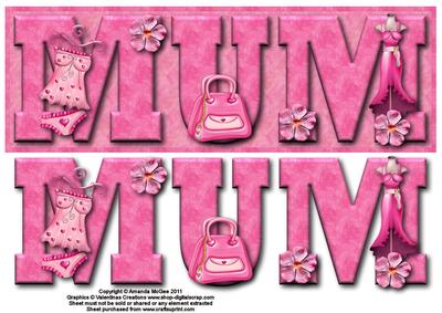 Pretty Pink Mum Large Dl Card Front with Decoupage