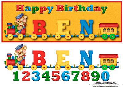 Choo Choo Train Ben Large Dl Card Front with Decouapge
