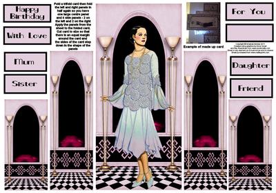 Art Deco Lady in Blue and Lilac Theatre Fold