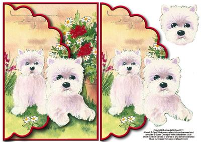 Cute Westies Envelope Card with Decouapge