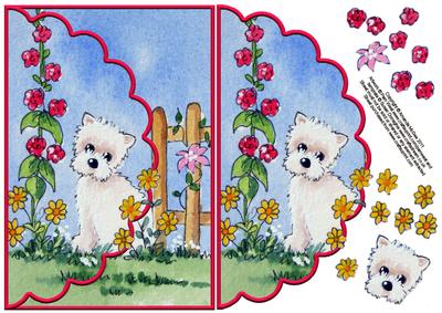 Westie in the Flowers Envelope Card with Decoupage