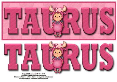 Chloe is a Taurus Large Dl Word Card with Decoup - Easicut