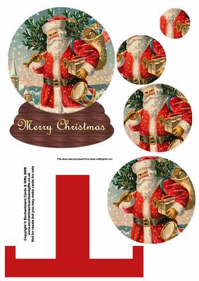 Santa Snow Globe Plate Sheet