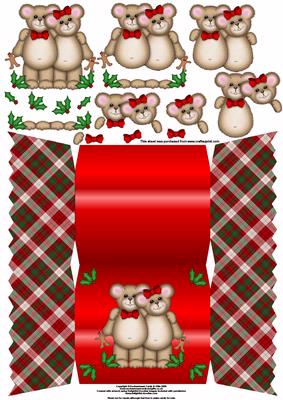 Christmas Teddies Cracker Card