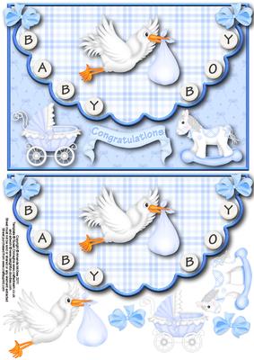 Special Delivery Baby Boy Envelope Card with Decoupage