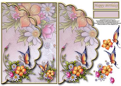 Flowers and Butterflies Envelope Card with Decoupage 2