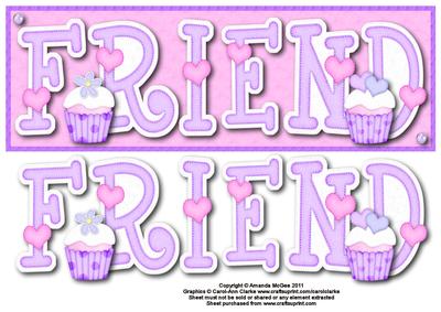 Cupcake Friend Large Dl Word Card with Decoupage